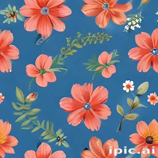 blue background with flowers