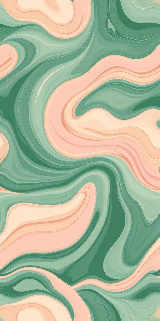 Create a seamless pattern of flowing waves in shades of green, pink, and tan, camera settings: f/8 aperture, ISO 100, shutter speed 1/60 sec, camera view: top-down, camera style: minimalistic, camera type: digital.