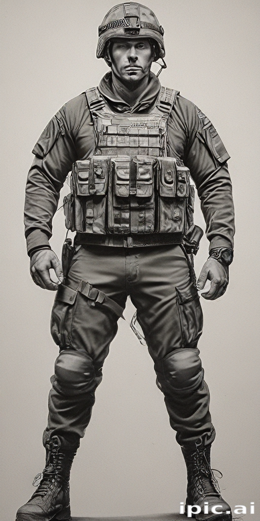 Highly Equipped Soldier in Tactical Gear Standing Strong and Prepared ...