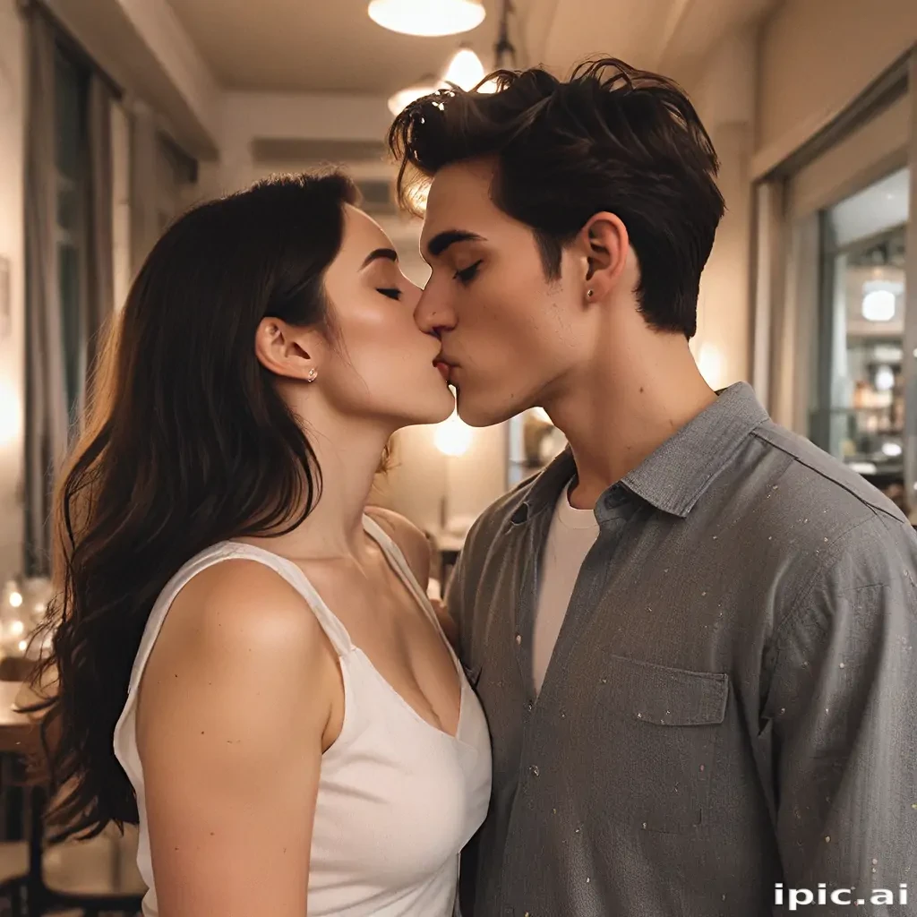 couple kissing aesthetic