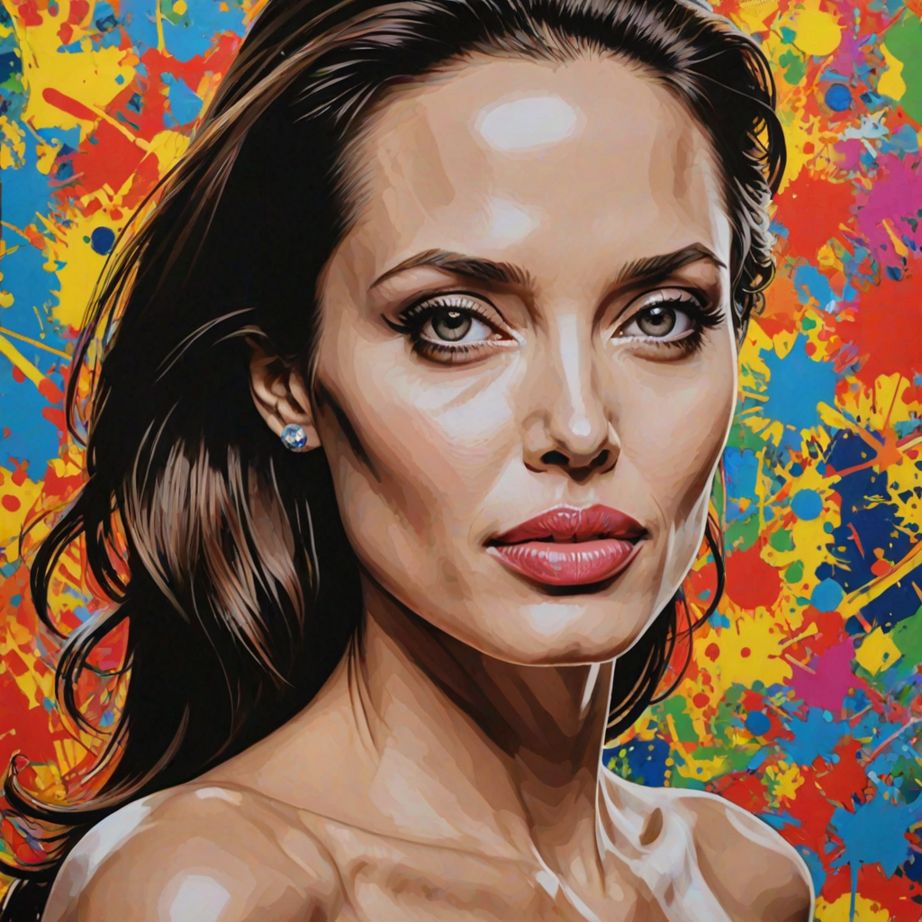 A pop art piece of angelina jolie
