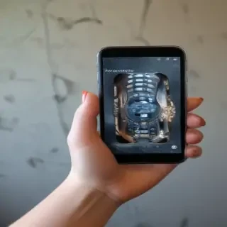 hand holding phone png