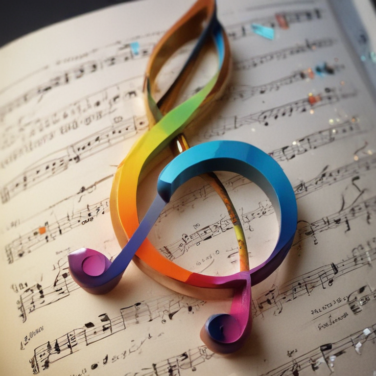 Colorful Musical Notes Dancing Above a Page of Sheet Music
