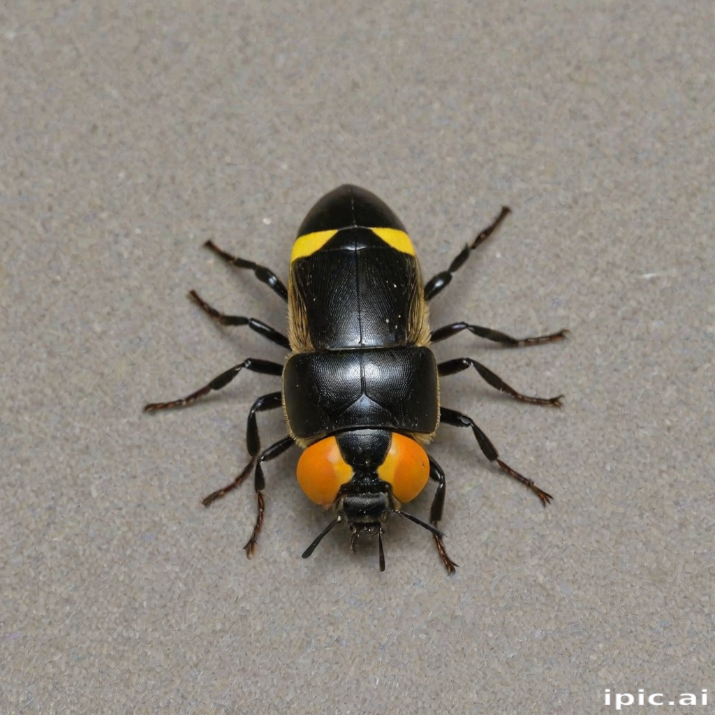 Close-Up View of a Striking Black and Yellow Insect on Surface