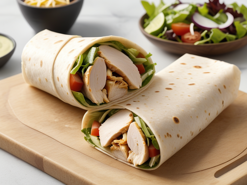 calories in chicken wrap with salad
