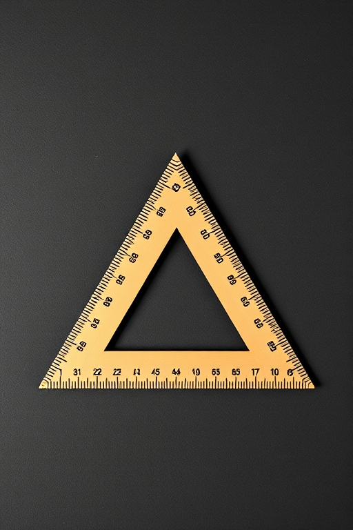 Create a high-resolution vector graphic of a triangular ruler, captured with a 50mm lens, aperture f/4, ISO 100, in a flat lay style with soft lighting, using a digital camera.
