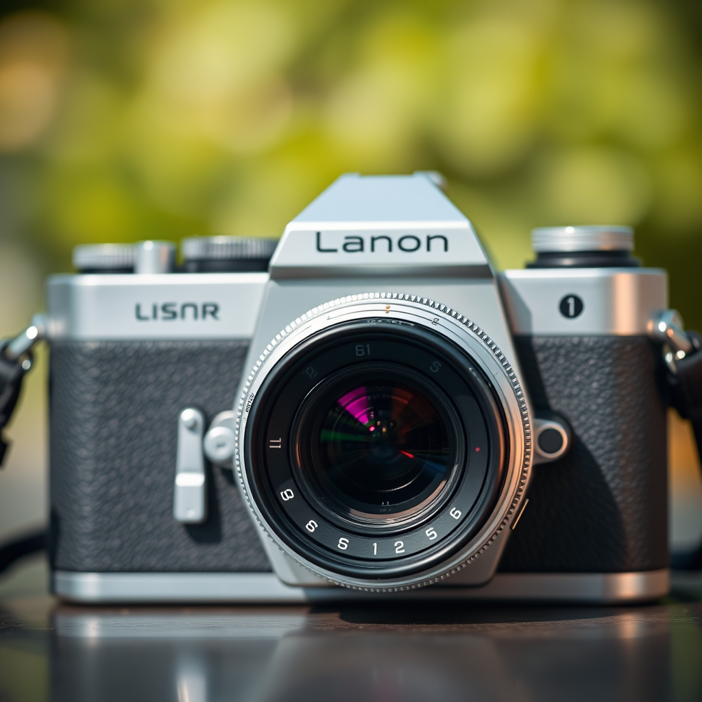 high-resolution image of a vintage camera with a sleek design, natural lighting, DSLR camera settings: ISO 100, f/2.8, 1/250s, portrait orientation, shallow depth of field, focus on the lens details