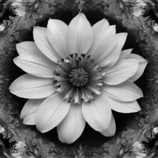black and white flower png