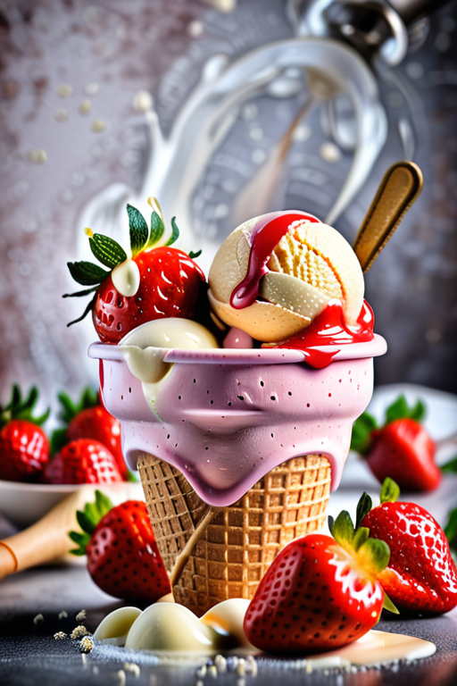 ice cream strawberry and vanilla