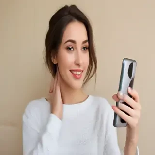 holding phone
