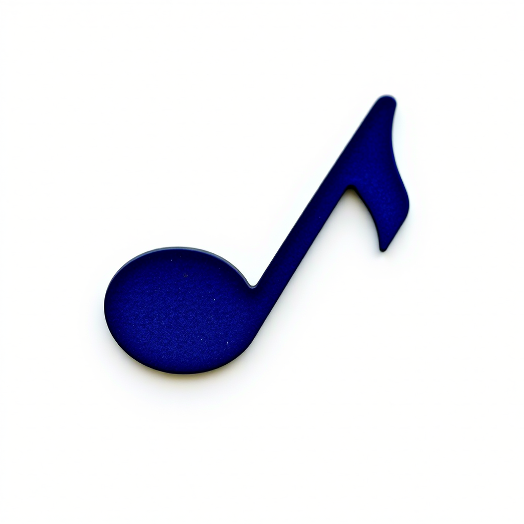 Create a high-resolution image of a musical note icon on a white background, shot with a Canon EOS R5 camera, 50mm lens at f/2.8, ISO 100, and a slight vignette effect for emphasis.