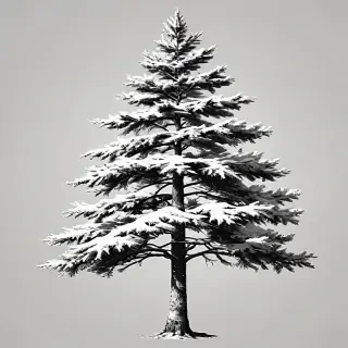 black and white pine tree clipart