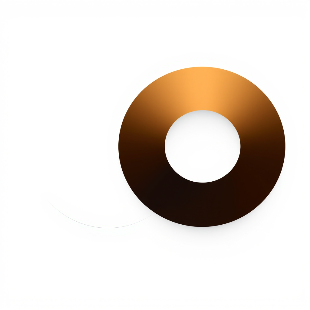 Create a high-resolution graphic of two interlocking circles, using a minimalistic design, with a black and brown gradient, shot with a DSLR camera at f/2.8 aperture, ISO 100, and a 50mm lens, in a clean, white background setting.
