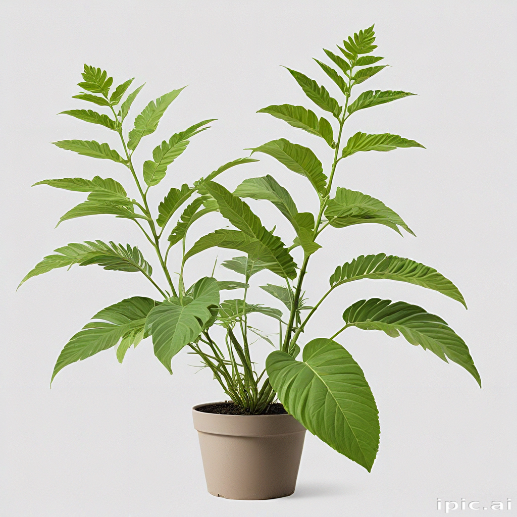 Vibrant Green Houseplant in Simple Beige Pot with Lush Leaves