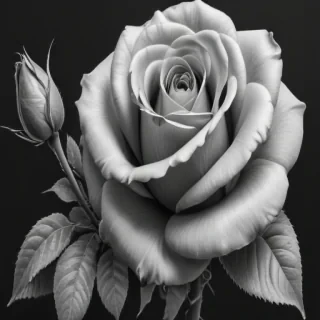 rose clip art black and white