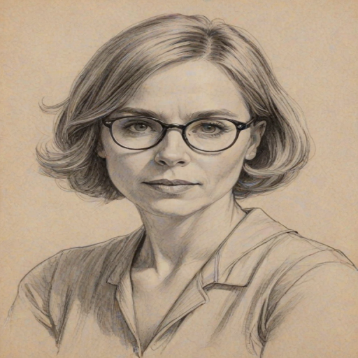 Fascinating Amy Madigan, pencil sketch, portrait of Elegant woman 1924s in glasses, hair style beatnik, outline, clear lines, fine lines, 8k