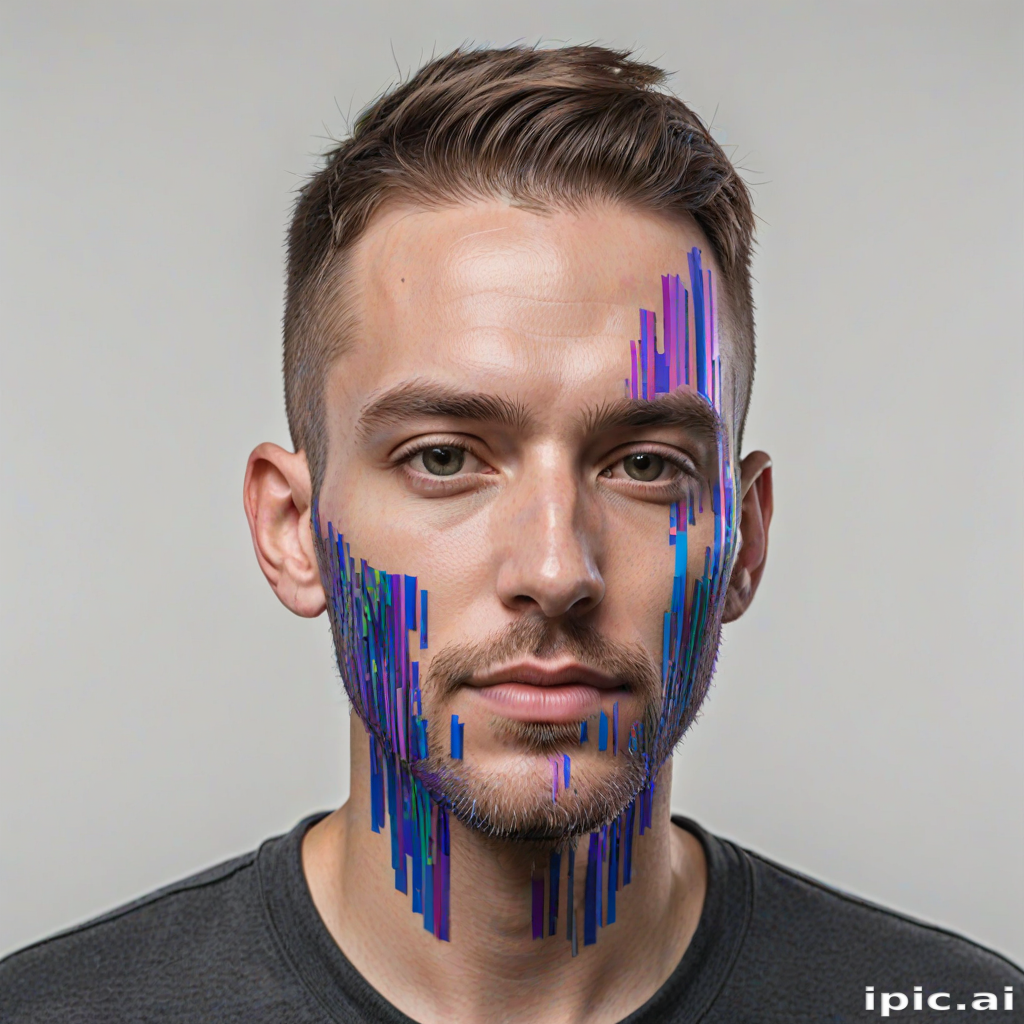 Human Portrait Enhanced with Colorful Digital Art and Abstract Lines