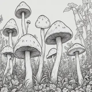 mushroom line art