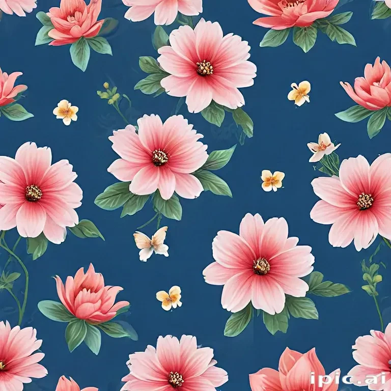 blue background with flowers