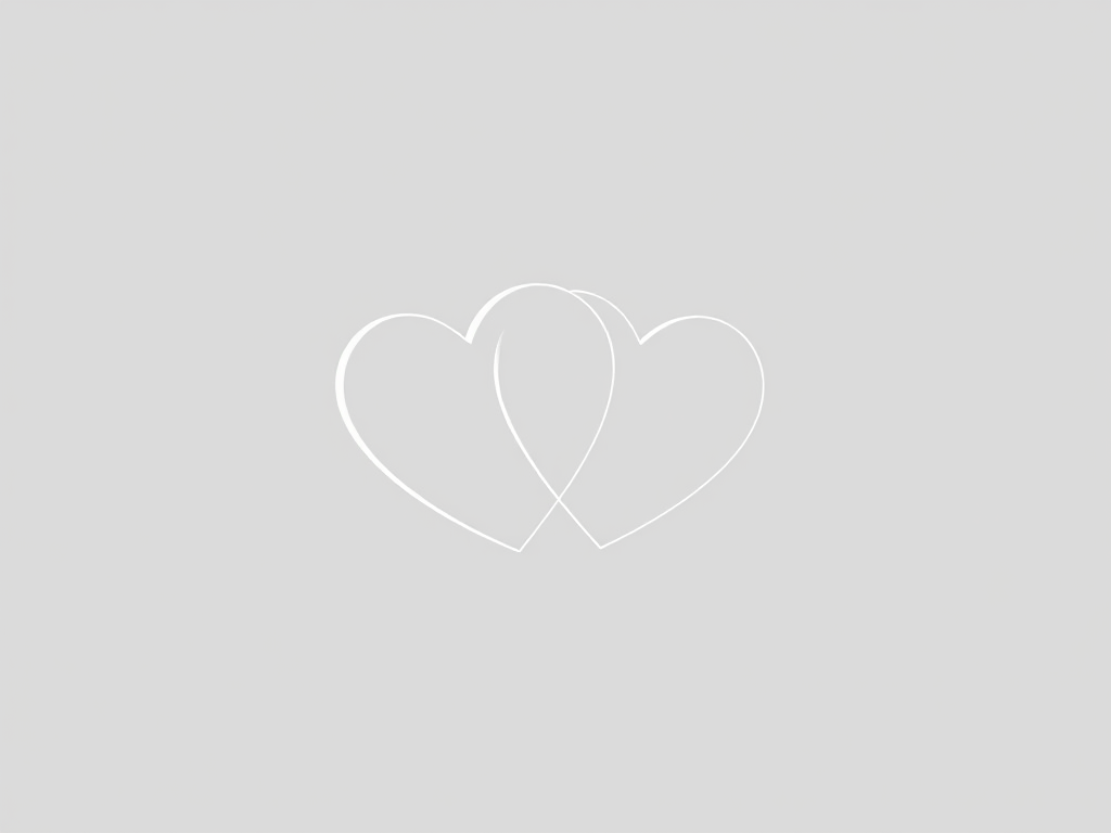 Create an illustration of two overlapping hearts in a minimalist style, using a soft grey color, with a high-resolution image quality, shot from a straight-on view, using a DSLR camera at f/2.8 aperture and 50mm lens, vibrant lighting.