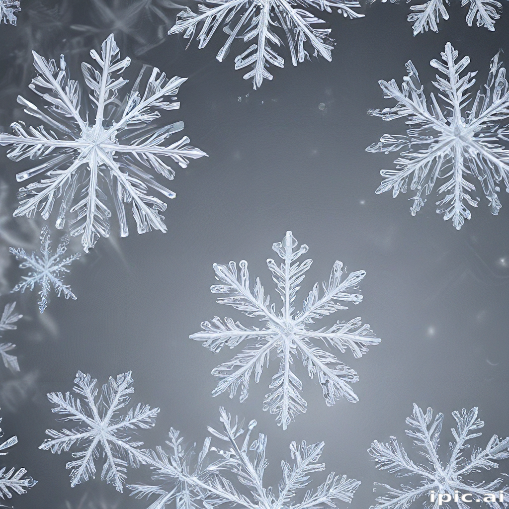 Delicate Snowflakes Gently Falling Against a Soft Gray Winter Background