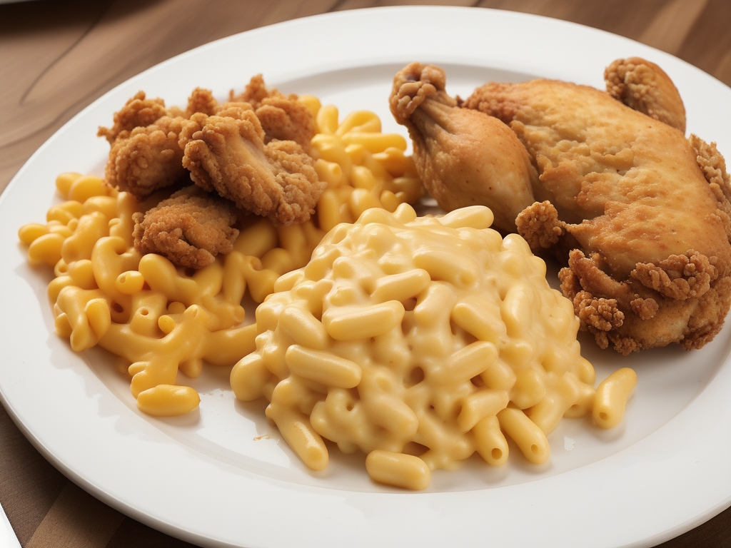 macaroni and cheese and fried chicken