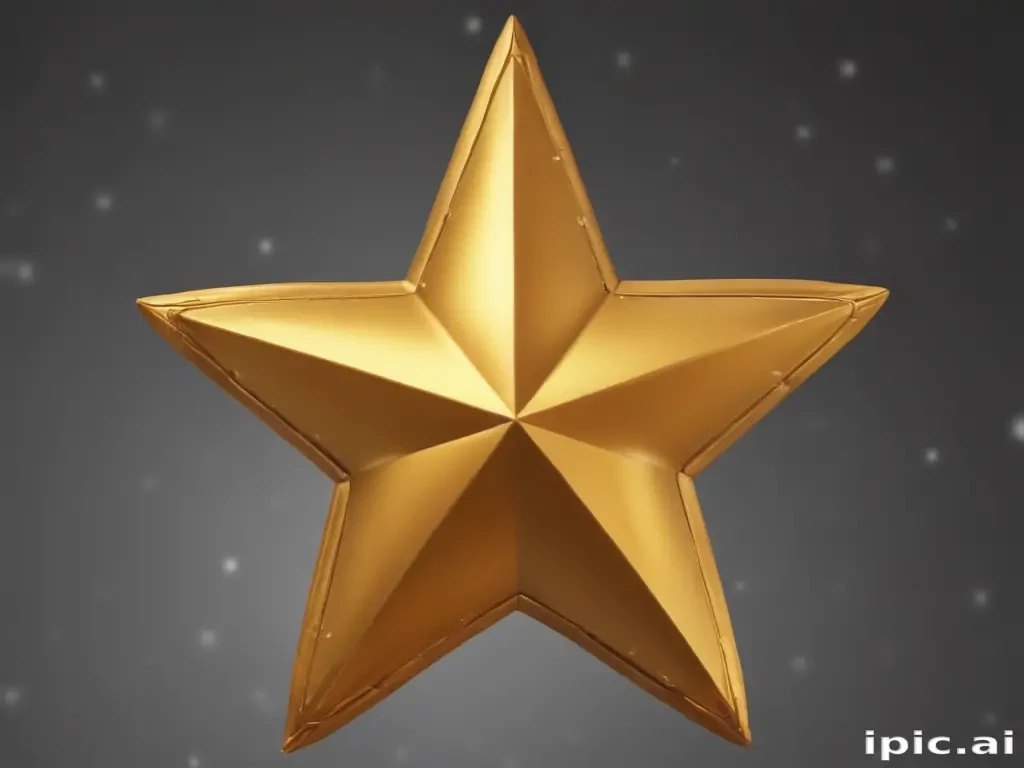 Shining Golden Star Against a Softly Blurred Background of Sparkling Light