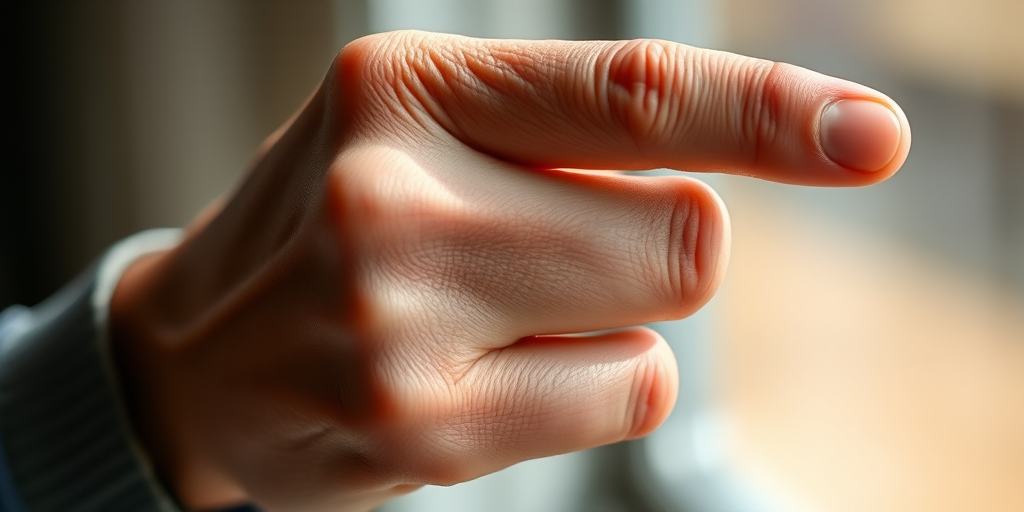 regenerate a close-up of a hand forming a pinch gesture, focus on the textures and details of the skin, use a 50mm lens at f/2.8, capture in natural light with a soft focus background, using a DSLR camera