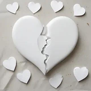 white broken heart