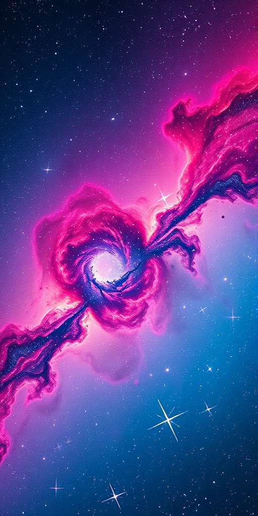 create a high-resolution image of a vibrant and colorful space scene featuring nebulas and stars with intricate details, using a Canon EOS R5 camera with a 24mm f/1.4 lens, set to ISO 1600, aperture f/2.8, shutter speed 30 seconds, shot at a wide-angle view for an expansive feel, with a focus on enhancing the colors and depth of the cosmos.