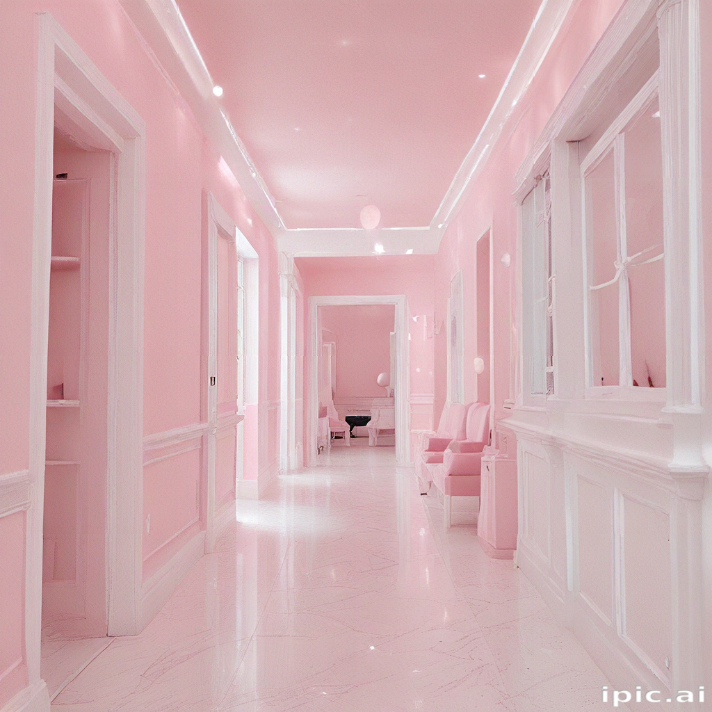 Charming Pink Hallway with Elegant Decor and Soft Ambient Lighting