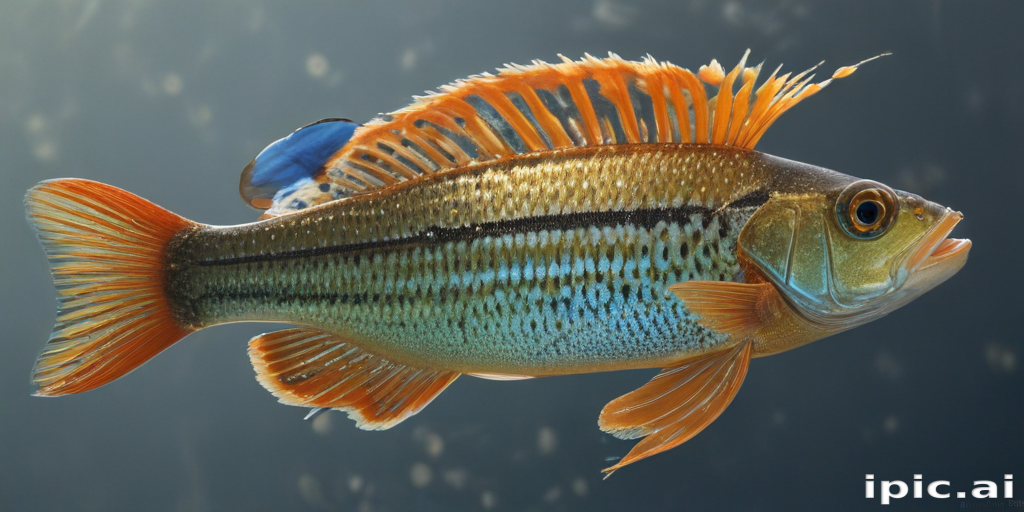 Vibrantly Colored Fish with Striking Fin Details Swimming in Clear Water