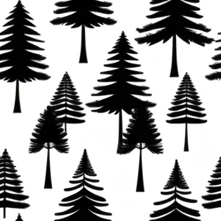 pine tree black and white clipart