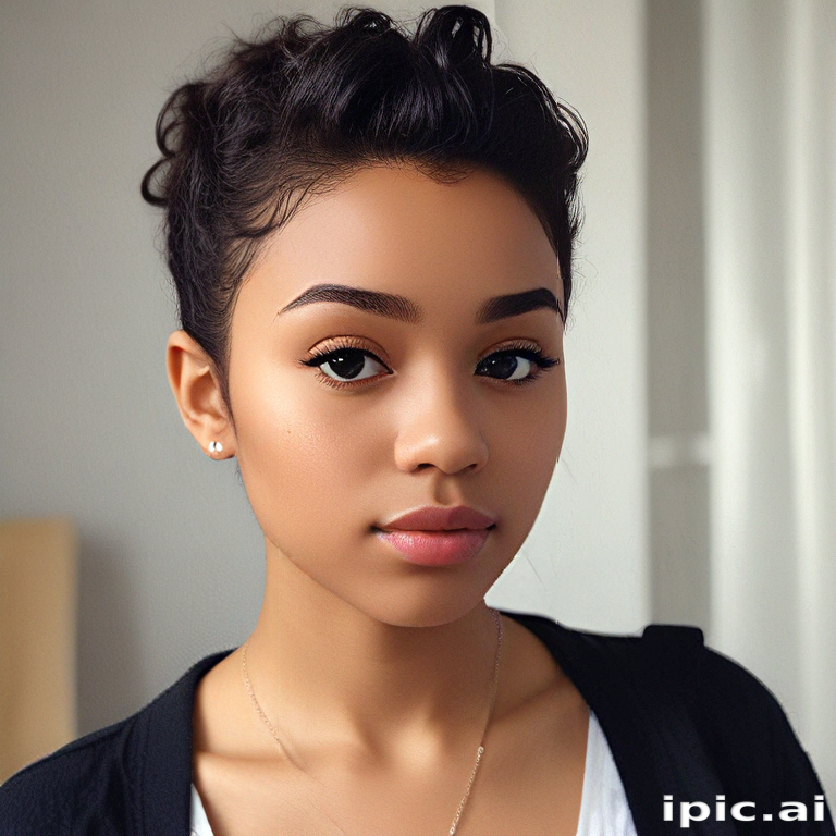 Portrait of a Young Woman with Elegant Hair and Natural Makeup
