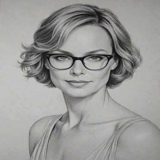 Dazzling Melora Hardin, pencil sketch, portrait of Captivating woman 1927s in glasses, hair style beatnik, outline, clear lines, fine lines, 8k