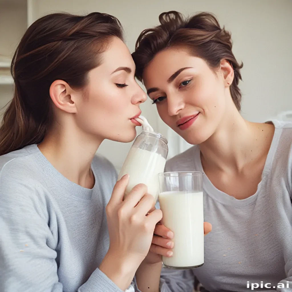 lesbians drinking milk