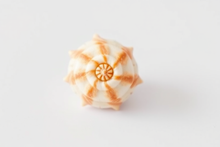 close-up of a spiral seashell on a white background, macro lens, f/2.8 aperture, 100mm focal length, natural light, DSLR camera