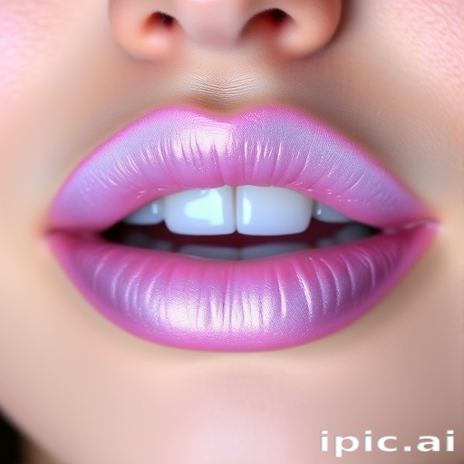 Iridescent lavender lips with a glossy finish, "Ethereal Aura" showcases a unique color-shifting effect that changes from pale purple to pink in different lighting