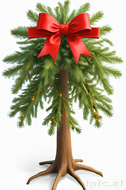 Festively Decorated Christmas Tree with a Bright Red Bow and Ornaments