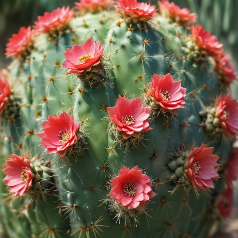 Beautifully Blooming Cactus with Vibrant Pink Flowers in Natural Habitat