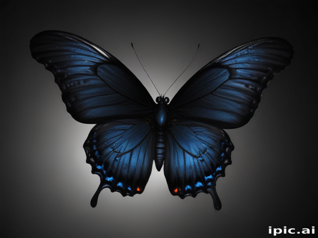 Stunning Dark Blue Butterfly with Intricate Patterns Gliding Against a ...