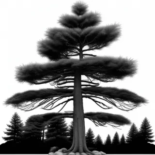pine tree clipart black and white