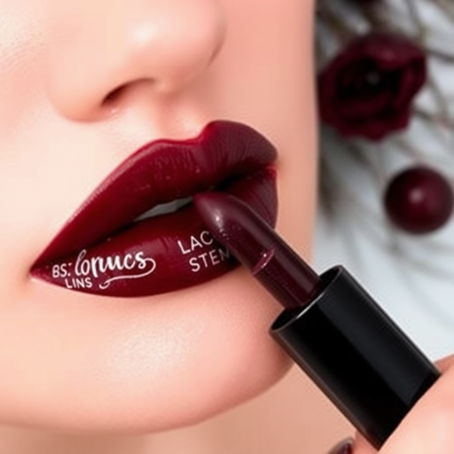 Black cherry lip stain named "Gothic Romance," delivering a deep, vampy color that fades to a flattering burgundy tint