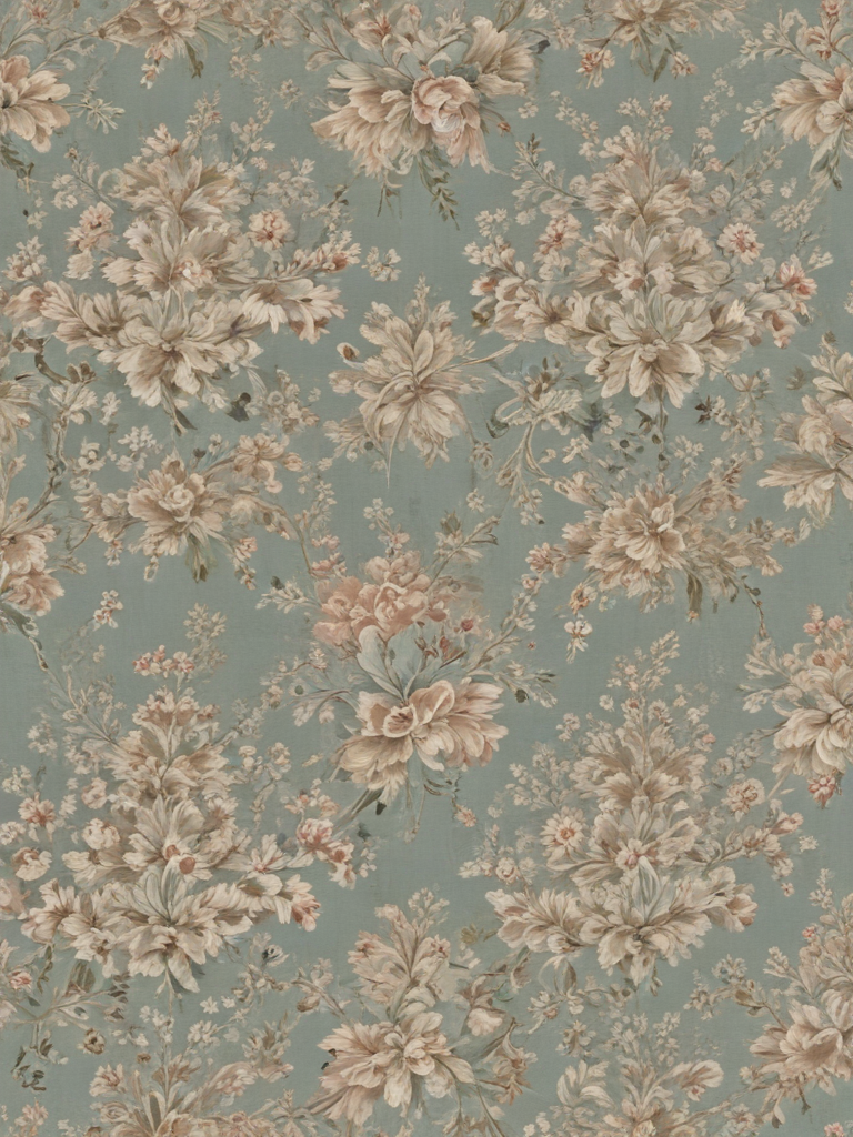 Elegant Vintage Floral Pattern on a Soft Blue Background Fabric Design