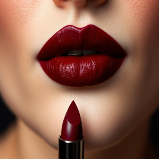 Rich burgundy lips with a velvety matte texture, exuding sophistication and mystery, perfect for a glamorous evening look