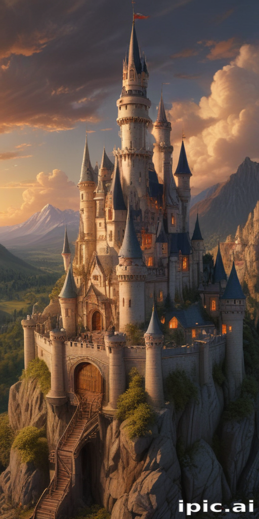 Majestic Castle Perched on a Mountain Peak Surrounded by Scenic Beauty