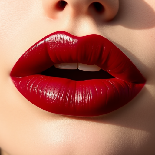 Matte burgundy lips in a classic bow shape, exuding elegance and sophistication, with crisp, well-defined edges and a velvety texture that catches the light beautifully