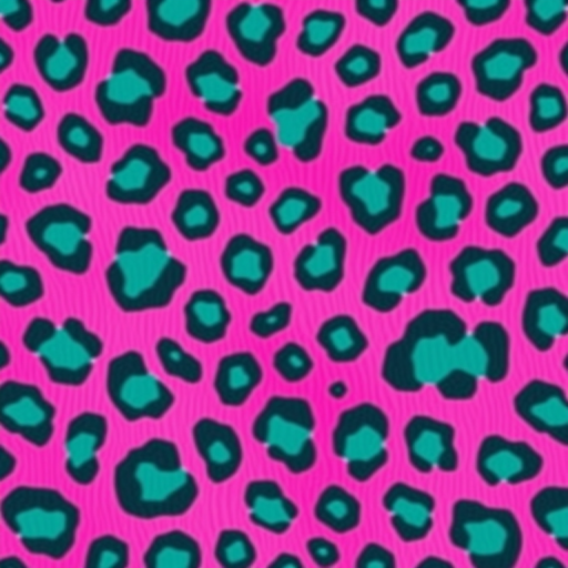 create an abstract pattern featuring vibrant leopard spots in shades of pink, blue, and green, using a DSLR camera with a 50mm lens, f/2.8 aperture, ISO 100, capturing in natural light with a shallow depth of field for enhanced color vibrancy and detail
