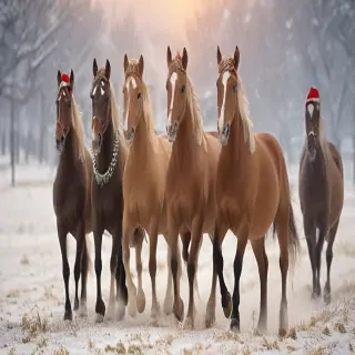 merry christmas images with horses