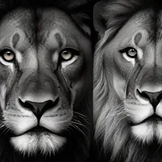 lion black and white